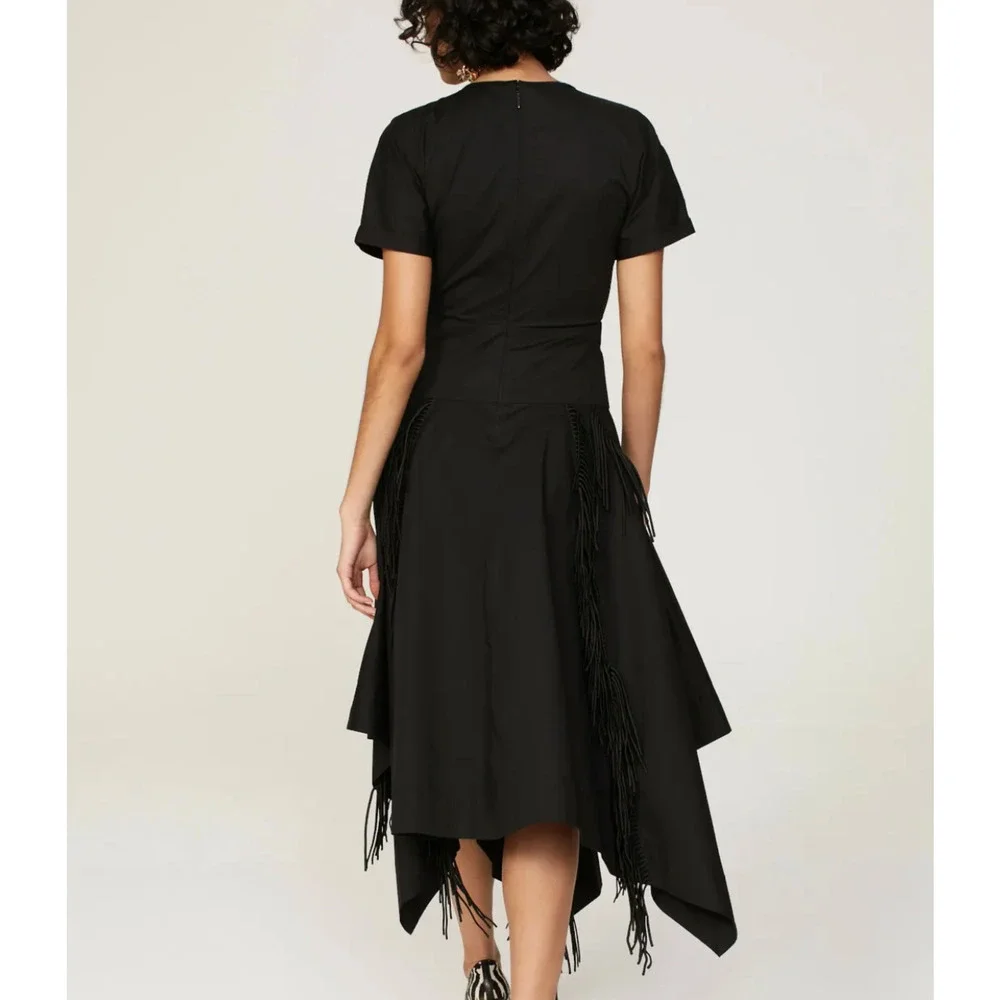 Bibhu Mohapatra Black Fringe Midi Shirt Dress Size 4 Western Rodeo Designer $455 - Picture 2 of 11